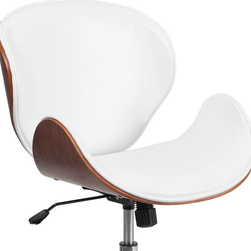 White Faux Leather Swivel Executive Armless Chair