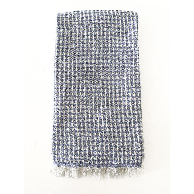 Blue and White Turkish Cotton Waffle Bath Towel