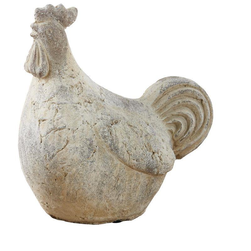 Antique White Cement Hen Figurine, 14.5 inches