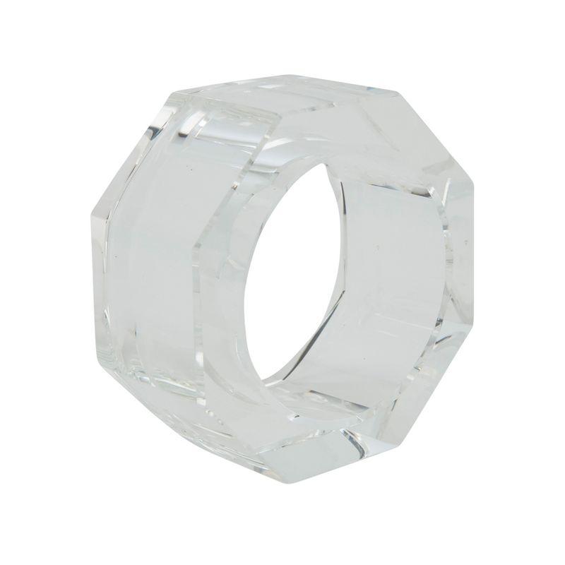 Octagonal Clear Crystal Glass Napkin Rings Set