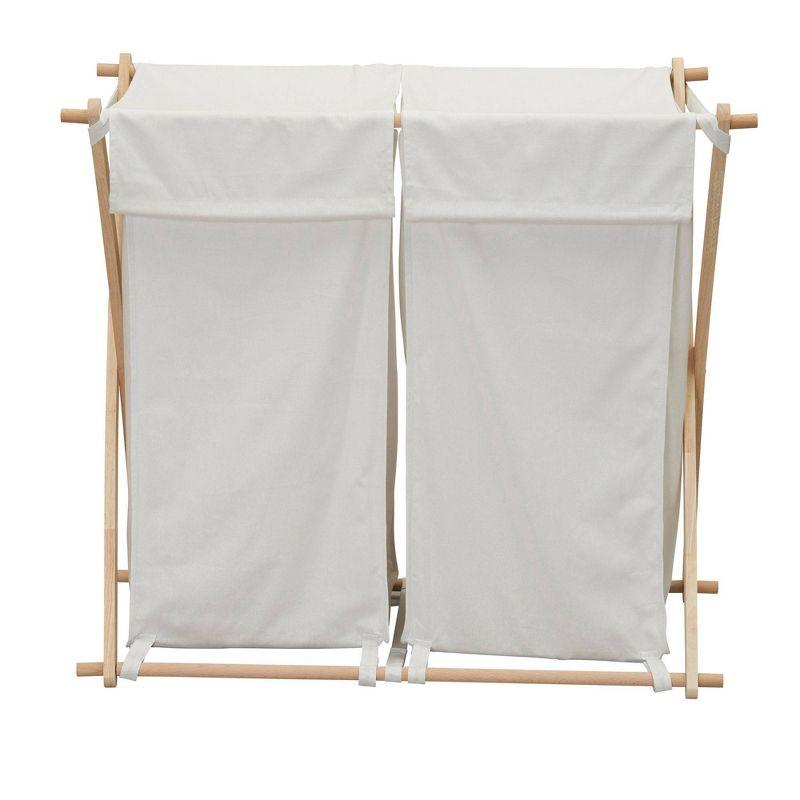 Household Essentials Wood X-Frame Double Sorter White: Removable Liner, 40 lb Capacity, Clothes Drying Rack