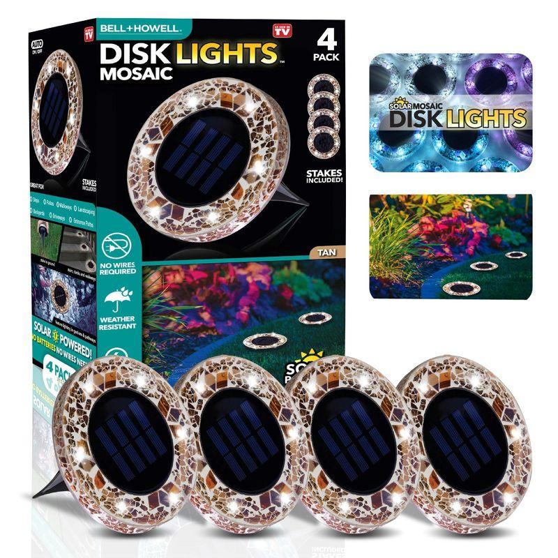 Bell + Howell Bell+howell Disk Lights Solar Ground Lights Mosaic Wireless Auto On/off Solar Pathway Garden Outdoor Lighting With 6 Led Bulbs For Lawn, Patio, Garden, Yard, Pathways Waterproof, 4 Pack - Blue & Reviews | Wayfair