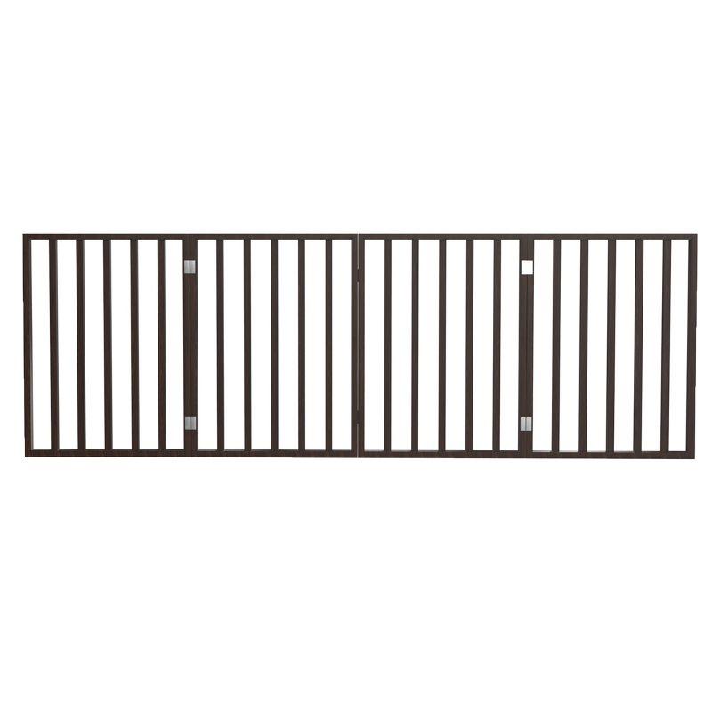 Indoor Pet Gate - 4-Panel Folding Dog Gate for Stairs or Doorways - 72x24-Inch Freestanding Pet Fence for Cats and Dogs by PETMAKER (Brown)