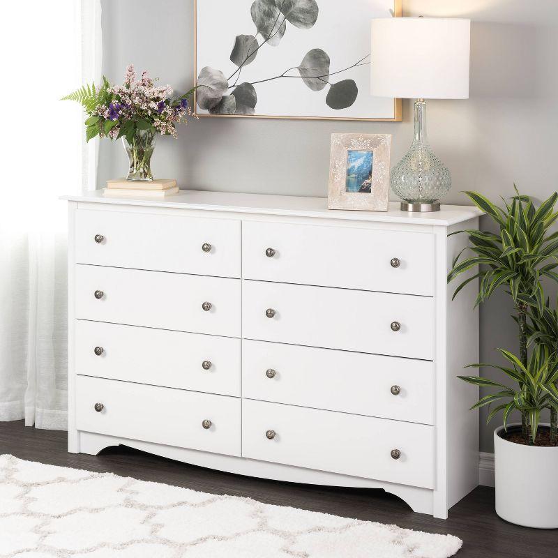 White Double 8-Drawer Horizontal Dresser with Deep Drawers