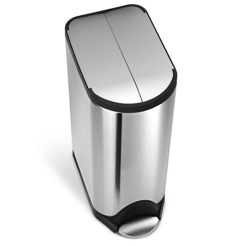 simplehuman Butterfly Lid Kitchen Step Trash Can, Brushed Stainless Steel
