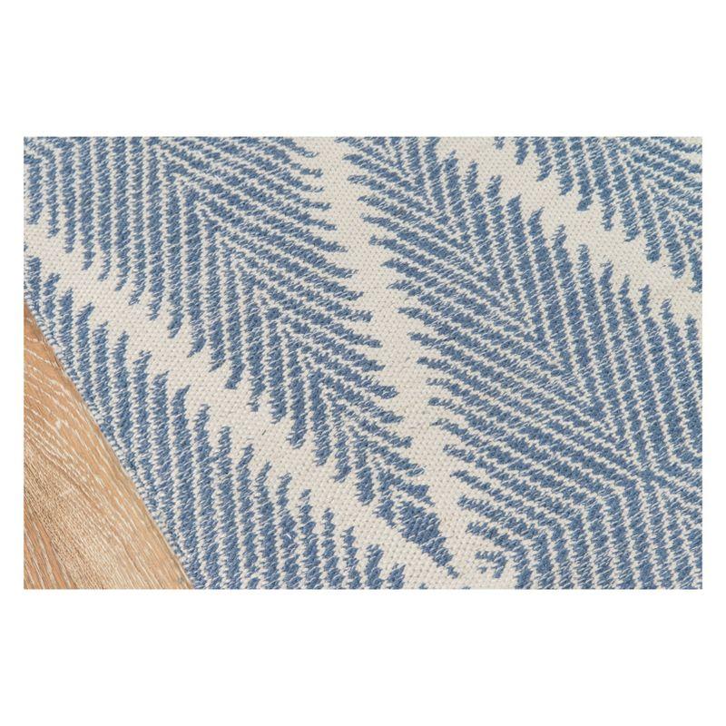 Denim Blue Striped Diamond 5' x 7' Handwoven Wool Blend Rug