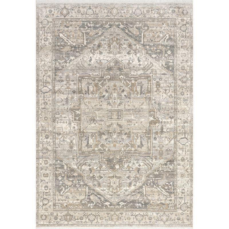 Nuloom Harriet Medallion 4x6 Indoor Area Rug for Living Room Bedroom Dining Room Kitchen, Neutral/Beige