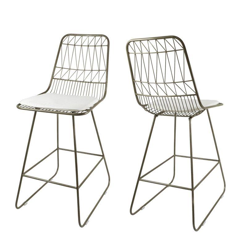 Set of 2 Walcott Modern Iron Counter Height Barstools - Christopher Knight Home