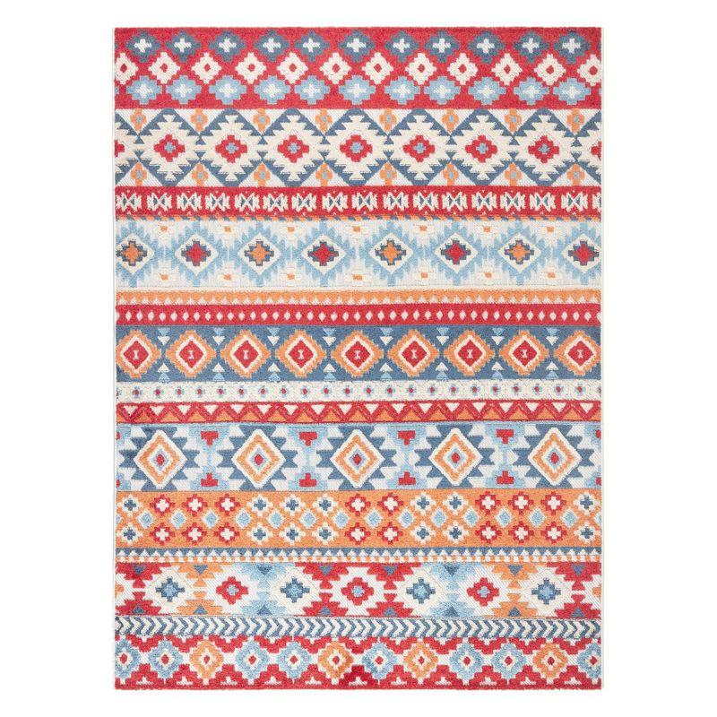 TOWN & COUNTRY EVERYDAY Dahlia Southwestern Stripe Outdoor Rug Red/Multi