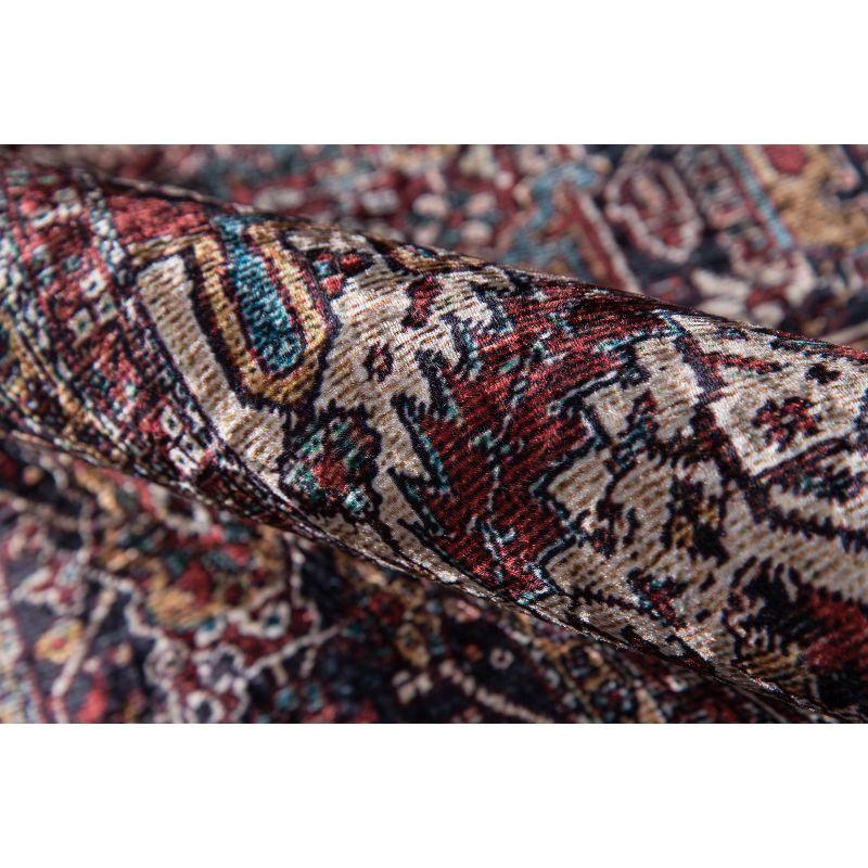 5'x8' Karachi Alai Area Rug Burgundy - Momeni: Geometric Bohemian, Rubber Backing, Medium Pile, Indoor Use