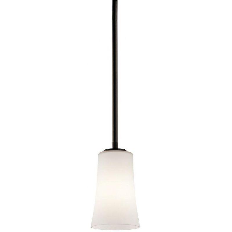 Mini Transitional Olde Bronze Pendant with Satin Etched White Glass