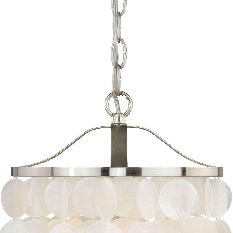 Elsa Capiz Shell Satin Nickel 18" Pendant Light