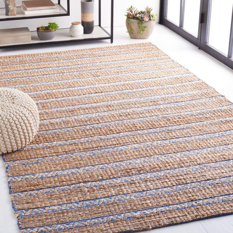 Hand-Woven Coastal Cotton Area Rug in Blue - 9' x 12'