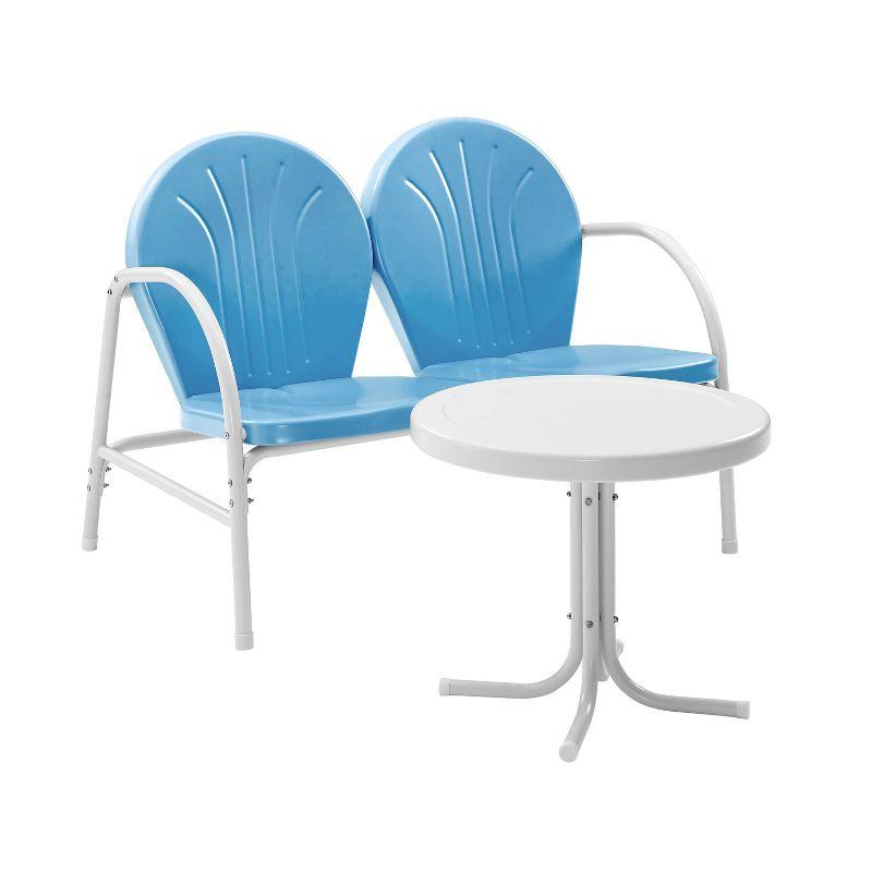 Sky Blue Steel 2-Person Outdoor Conversation Set