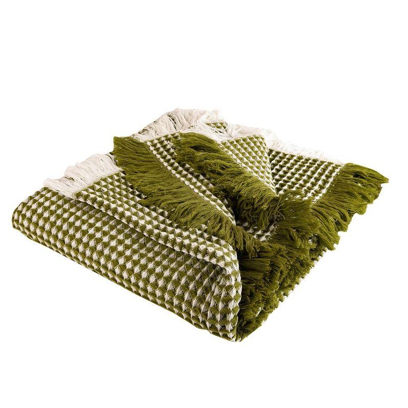 Eros Avocado Cotton Tasseled Throw Blanket 50x60