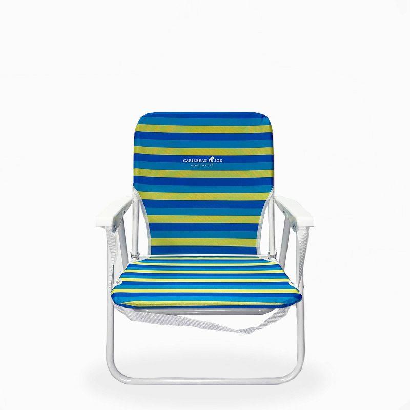 Caribbean Blue and Yellow Striped Steel Beach Chair