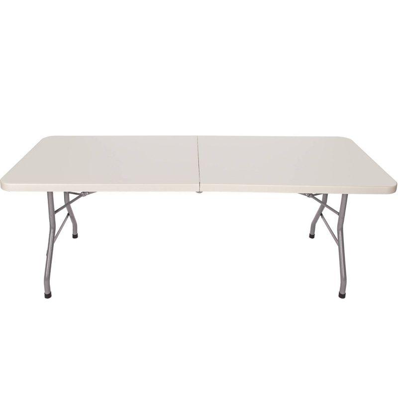 Hampden Furnishings 30"x72" Baldwin Collection Fold-In-Half Table Gray: Portable, Sturdy, No Assembly, 5-Year Warranty