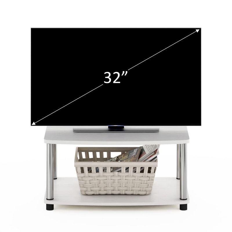 Furinno Industrial No Tools Elevated TV Stands with 2-tier Open Storage Shelves TV Console for TVs up to 25 inch White Oak