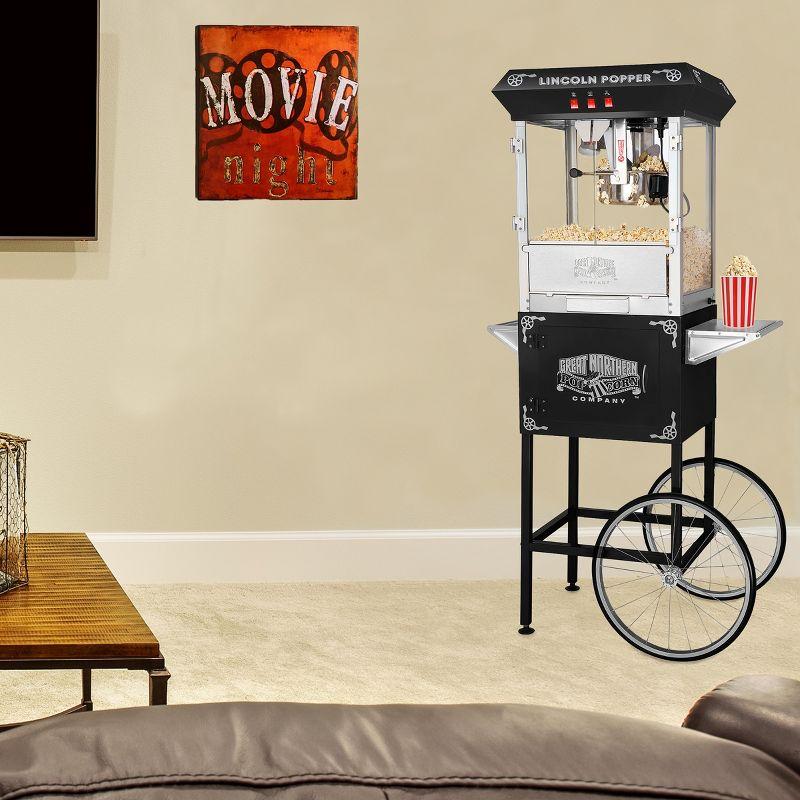 Great Northern Popcorn 8 oz. Lincoln Popcorn Machine With Cart – Black