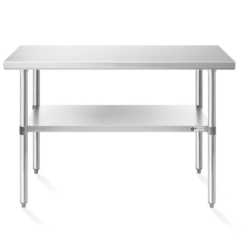 KUTLER Stainless Steel Table for Work and Prep, NSF Heavy Duty Commercial Kitchen Table for Restaurant