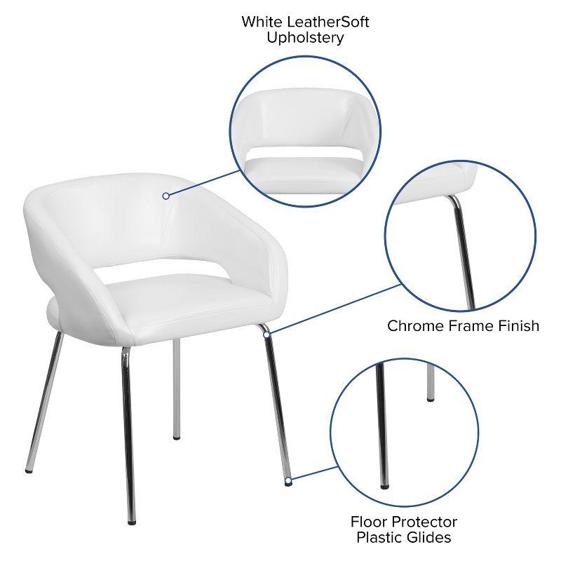 Fusion White LeatherSoft Chrome-Legged Side Reception Chair