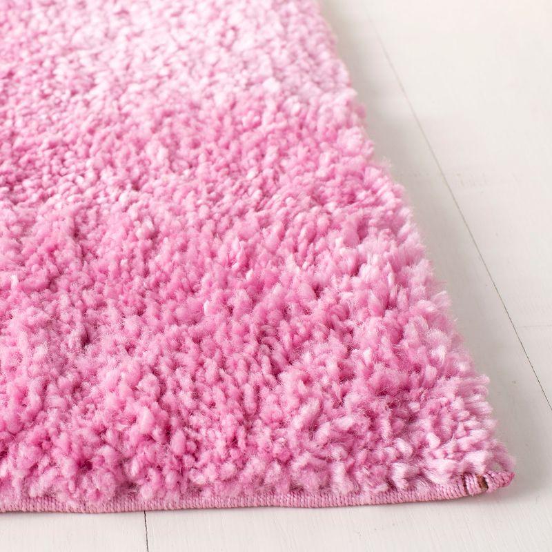 Plush Pink 5' Square Synthetic Shag Area Rug, Easy-Care & Stain-Resistant