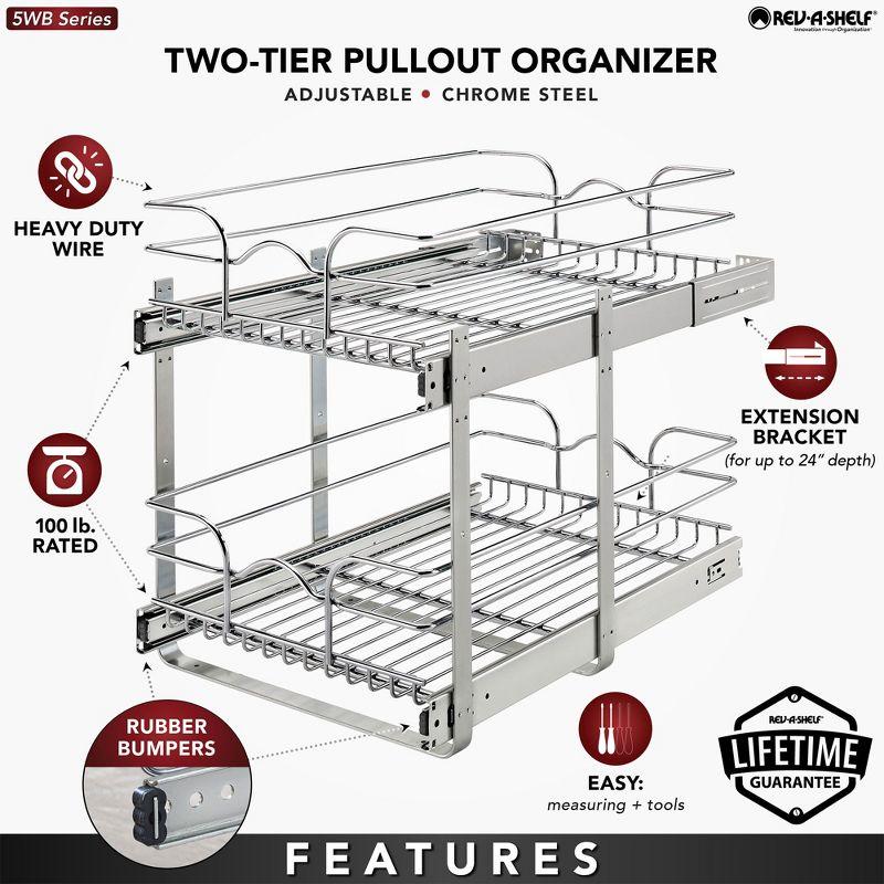 Chrome 2-Tier Wire Pullout Kitchen Cabinet Organizer