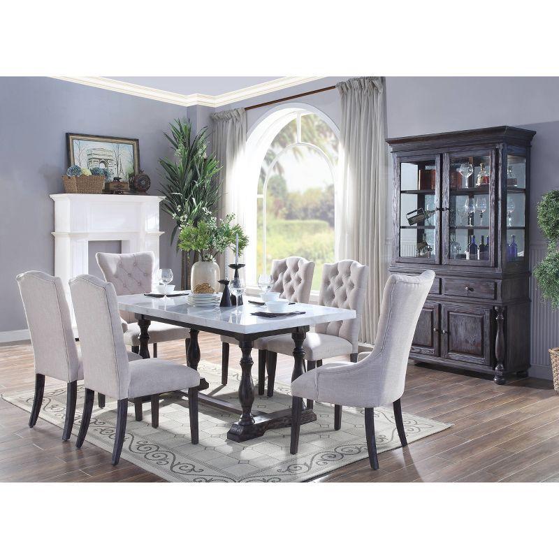 Espresso Elegance Rectangular Dining Table with White Marble Top