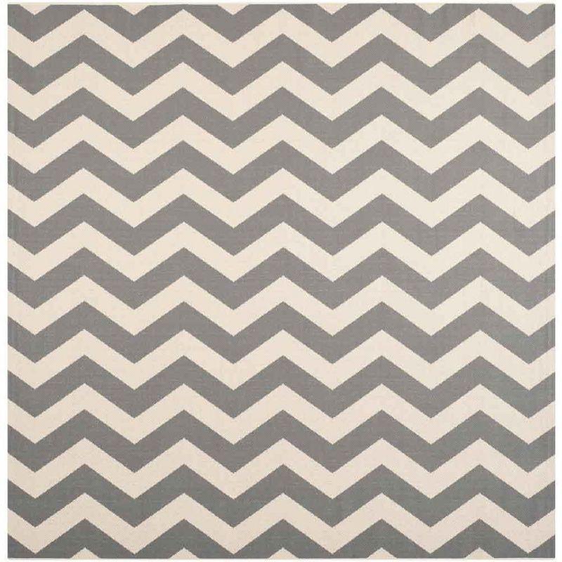 Chevron Grey and Beige Square Indoor/Outdoor Area Rug