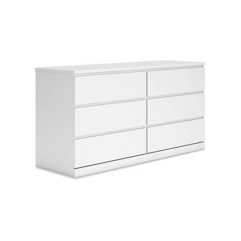 White Modern 6-Drawer Dresser with Ball Bearing Glides