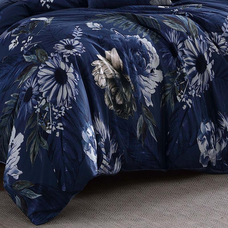 Bebejan Daisy Blue 100% Cotton Sateen 5 Piece Reversible Comforter Set