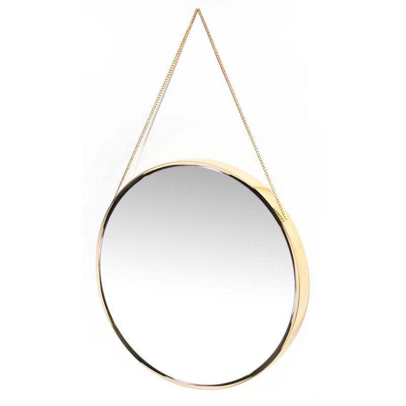 17.5" Franc Round Hanging Wall Mirror with Metal Chain Gold - Infinity Instruments: Modern Decor, No Assembly Required