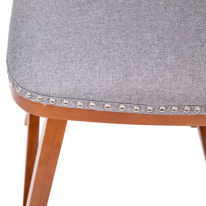 Gray Faux Linen Upholstered Counter Stools with Nailhead Trim