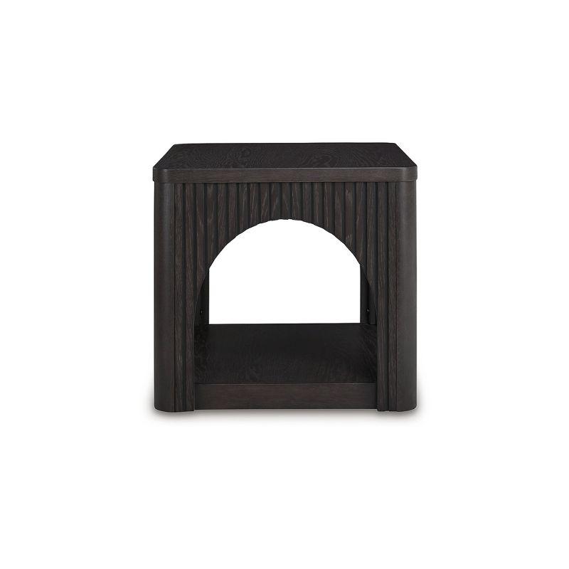 Benjara Yini Square Side End Table, Lattice, Arch Design, 24 Inch Black Wood