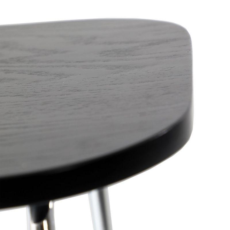 Melrose Black Wood and Metal Saddle Counter Stool