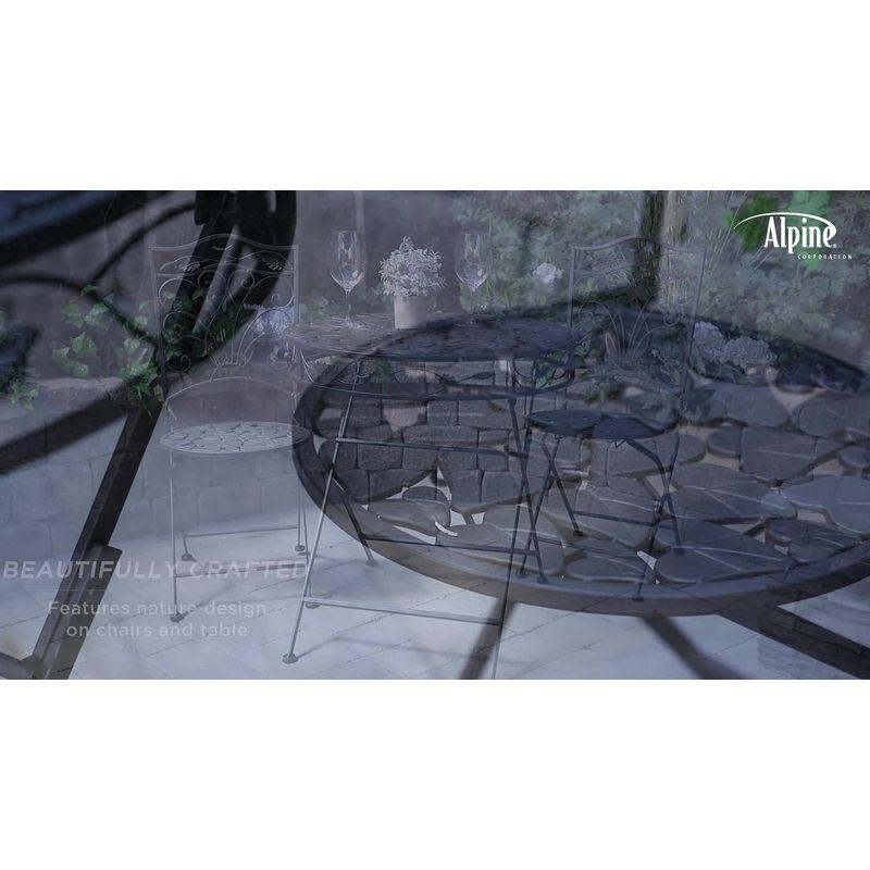 3pc Iron Garden Bistro Set with Leaf Design Brown - Alpine Corporation: Weather-Resistant, No Assembly Required