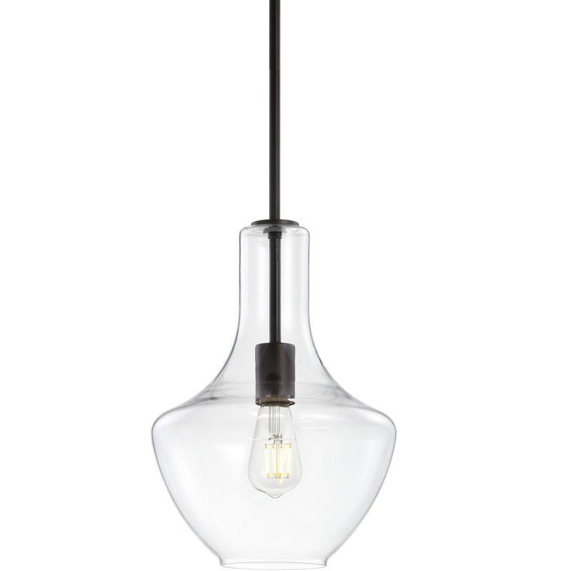 JONATHAN Y Watts 1-Light Mid-Century Modern Iron/Glass LED Pendant