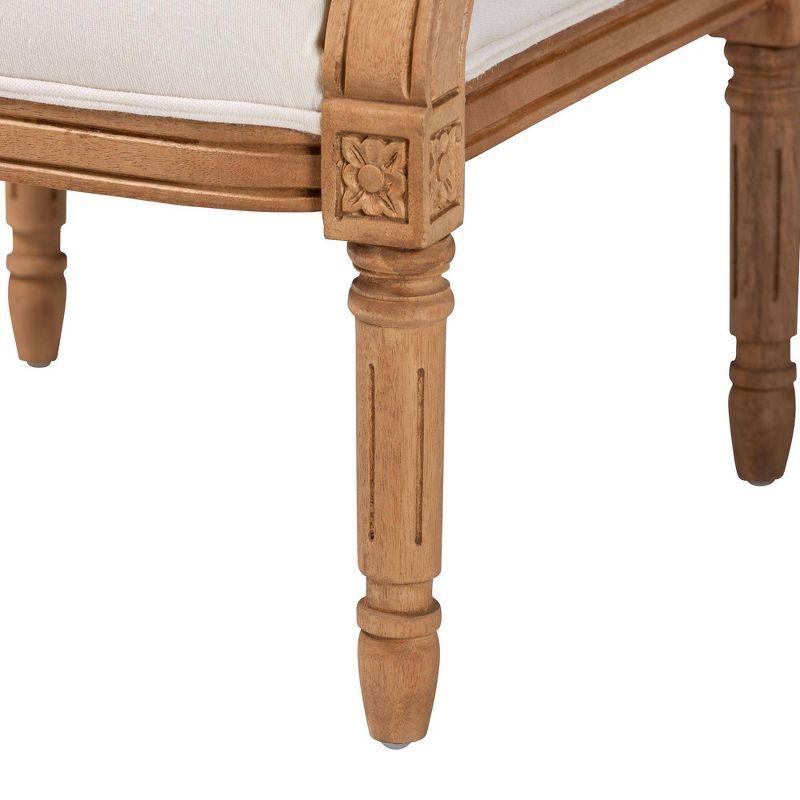 bali & pari Garridan Fabric and Wood Accent Chair Beige/Honey Oak: Polyester Upholstery, Spot Clean, Rattan Frame