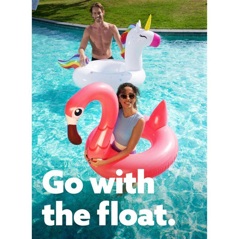 Joyfy 2 Packs Pool Floats Tube, Inflatable Unicorn Flamingo Pool Toys Floaties with Headrest, Pool Swim Ring for Kids Adults Beach Lake Summer Fun