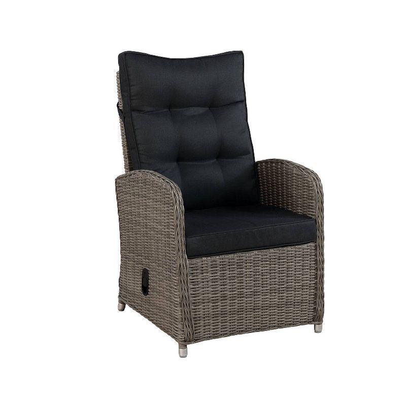 Gray Monaco 40'' All-Weather Wicker Outdoor Recliner with Ottoman