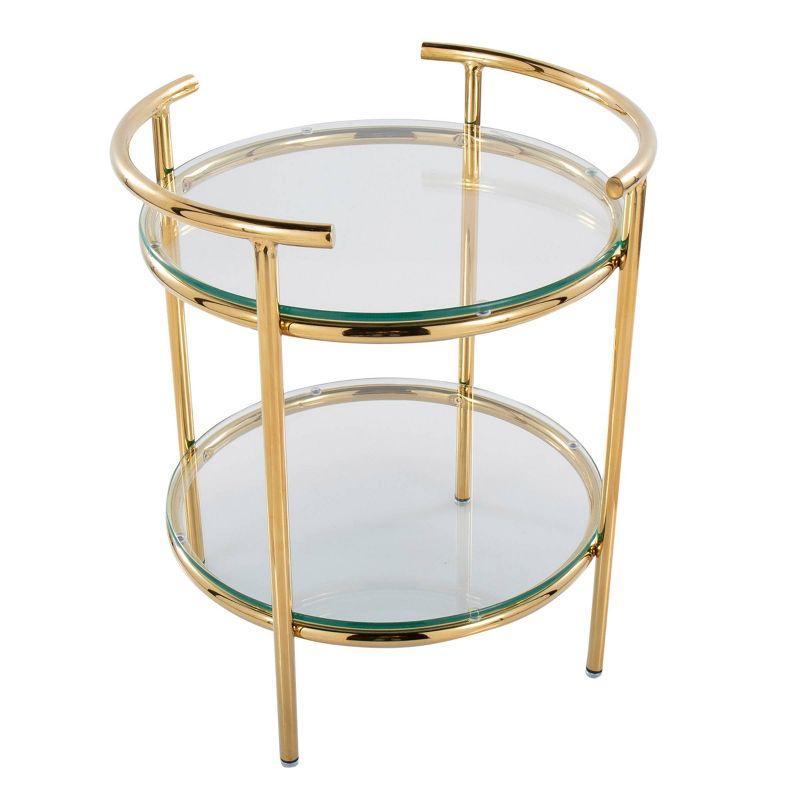 Rhonda Side Table Gold/Clear Glass - LumiSource: Art Deco, Tiered Design, Oval Shape, 22" Height