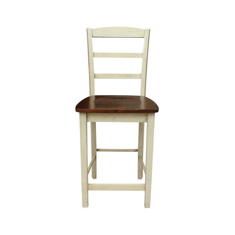 Antiqued Almond and Espresso Wood Counter Height Stool