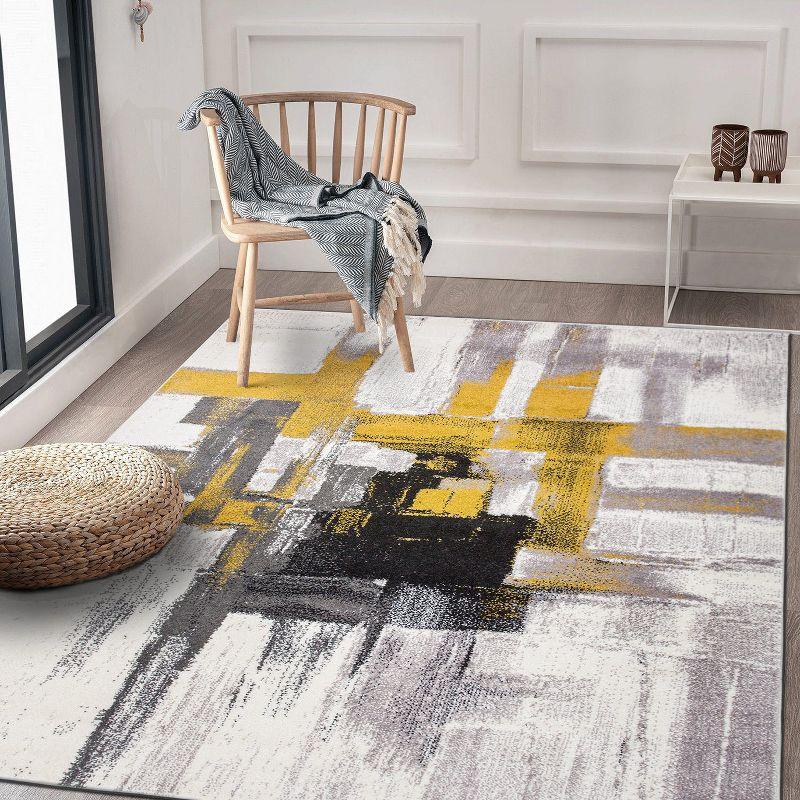 World Rug Gallery Contemporary Modern Abstract Gold 3'3" x 5' Area Rug