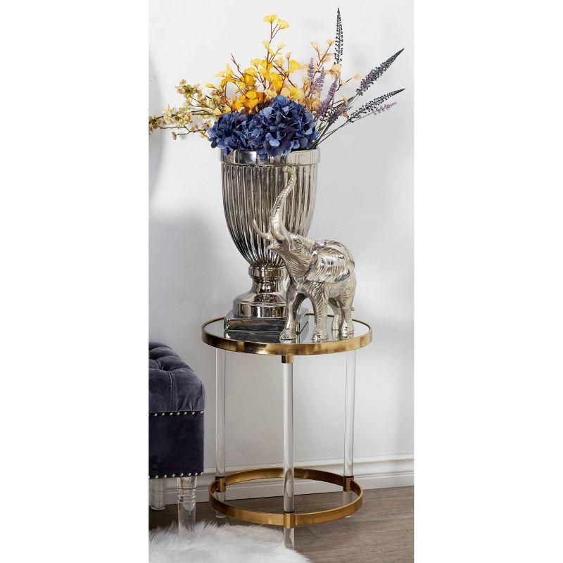 Elegant Gold Round Acrylic Accent Table with Mirrored Top