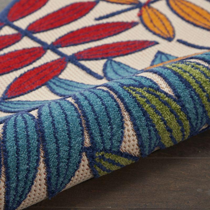 Nourison Aloha Floral Leaf Flatweave High-Low Indoor Outdoor Runner Rug Multicolor 2'3" x 10'