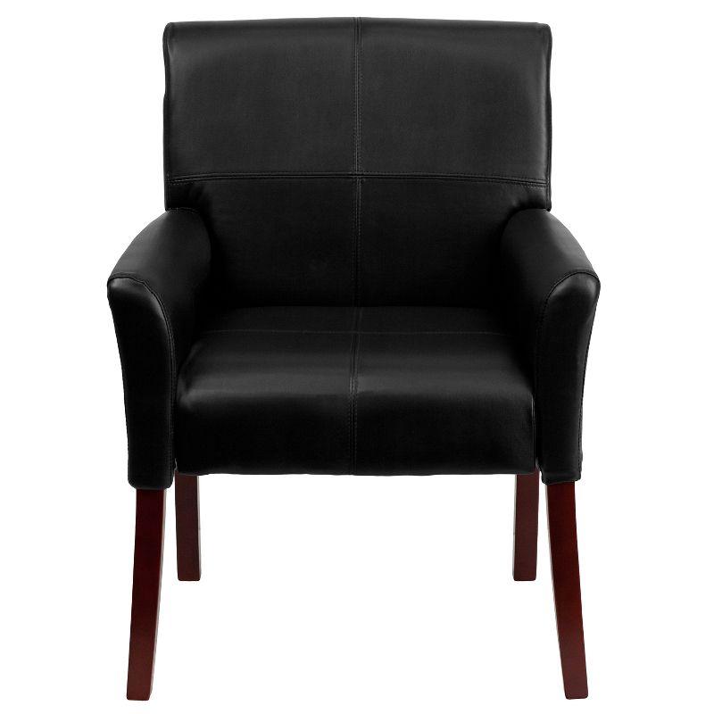 Emma and Oliver Leather Executive Side Reception Chair with Mahogany Legs