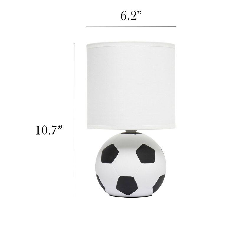 Simple Designs 10.7" Sports Lite Mini Soccer Table Lamp Mancave White and Black