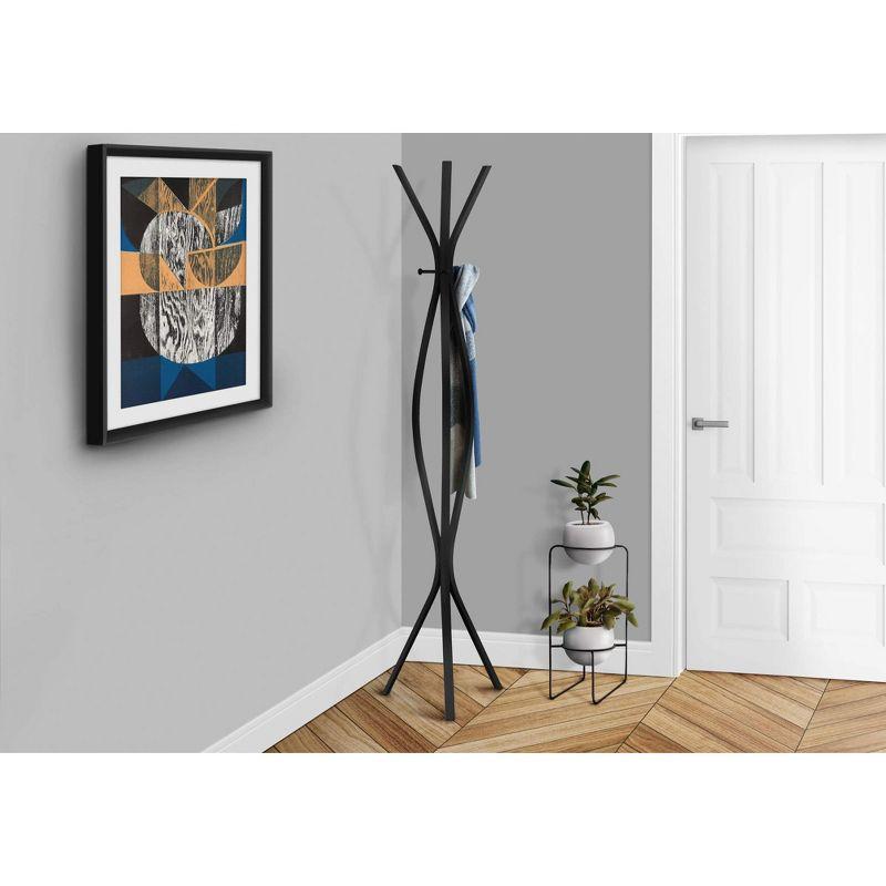 Monarch Specialties Coat Rack Hall Tree Free Standing 3 Hooks Entryway 72InchH Bedroom Metal Black Contemporary Modern