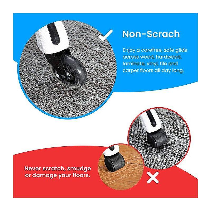 Lifelong Office Chair Caster Wheels for Hardwood Floors and Carpet, Heavy Duty, Universal Fit - Black