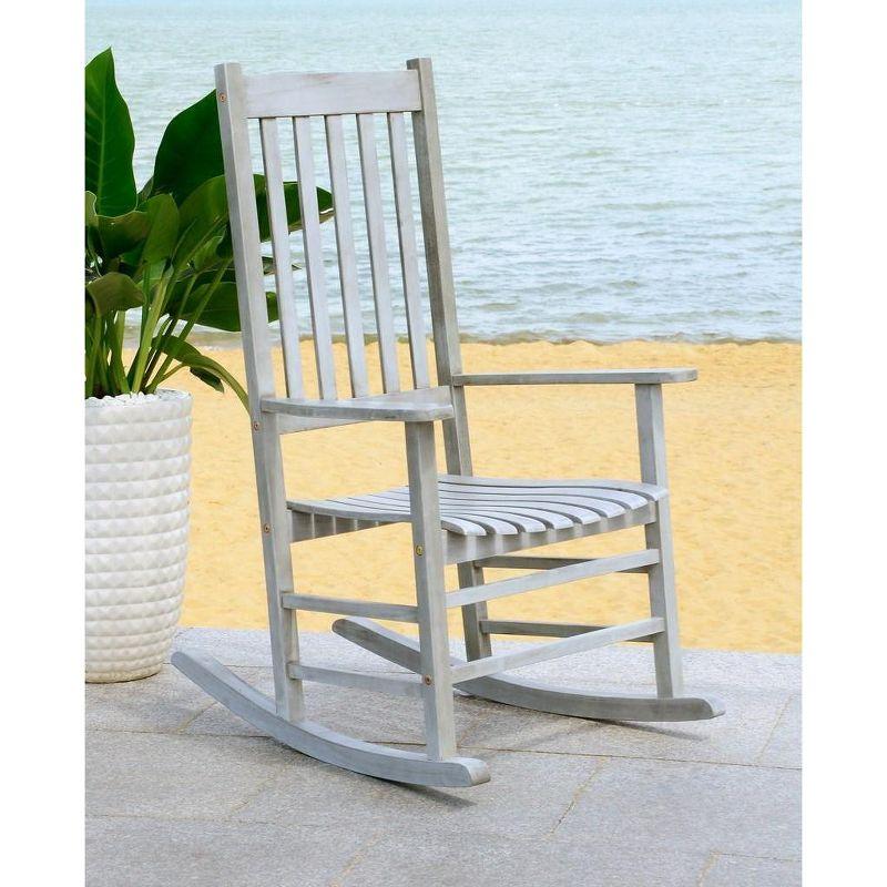 Contemporary Gray Acacia Wood Rocking Chair with Arms